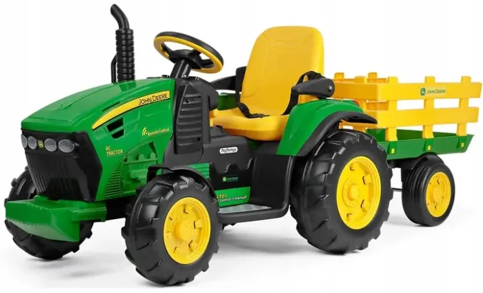 Дитячий трактор електромобіль з причепом на пульті керування John Deere Peg Perego 12В (від 1 року), Зелений (IGOR0117) - изображение 3