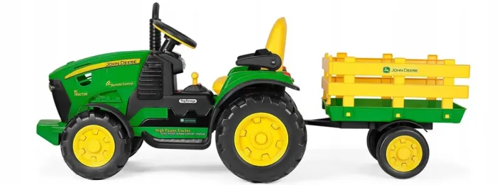 Дитячий трактор електромобіль з причепом на пульті керування John Deere Peg Perego 12В (від 1 року), Зелений (IGOR0117) - изображение 4