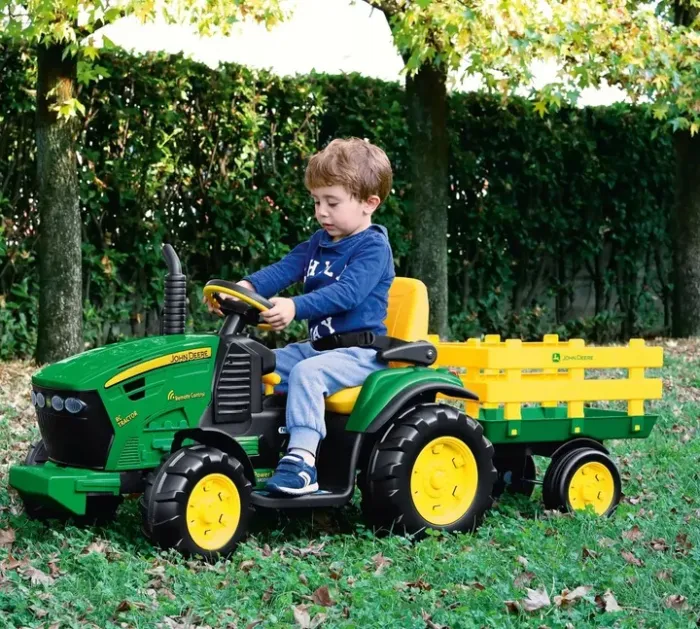 Дитячий трактор електромобіль з причепом на пульті керування John Deere Peg Perego 12В (від 1 року), Зелений (IGOR0117) - изображение 9