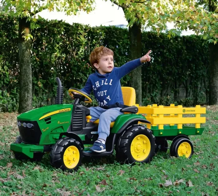Дитячий трактор електромобіль з причепом на пульті керування John Deere Peg Perego 12В (від 1 року), Зелений (IGOR0117) - изображение 10