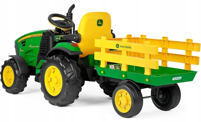 Дитячий трактор електромобіль з причепом на пульті керування John Deere Peg Perego 12В (від 1 року), Зелений (IGOR0117) - изображение 6