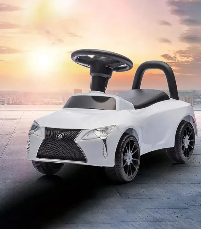 Дитяча машинка-каталка толокар Gordon (батьківська ручка, педаль газу, світлові та звукові ефекти), Білий (G779) - изображение 5