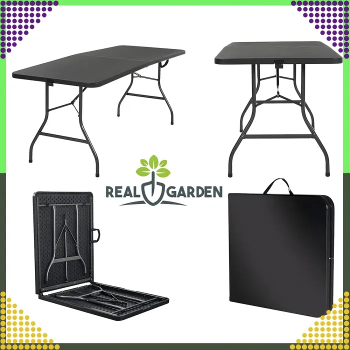 Складаний стіл валіза для кемпінгу, саду або банкетів (180x74x74 см), Чорний (RC-K-867) - изображение 4