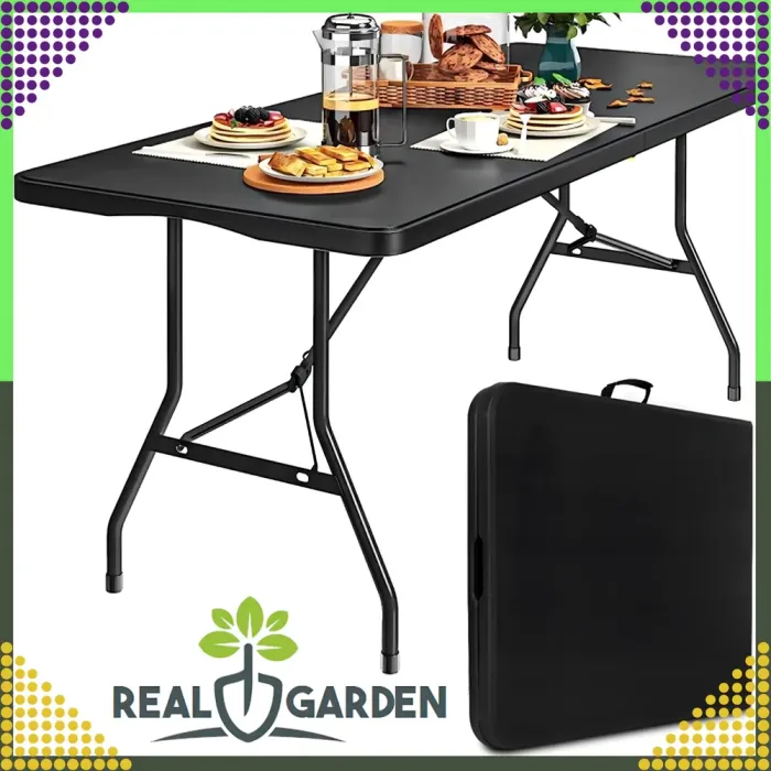 Складаний стіл валіза для кемпінгу, саду або банкетів (180x74x74 см), Чорний (RC-K-867) - изображение 7