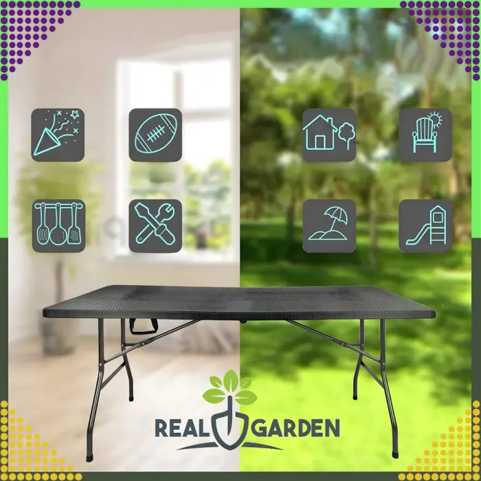 Складаний стіл валіза для кемпінгу, саду або банкетів (180x74x74 см), Чорний (RC-K-867) - изображение 10