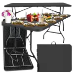 Складаний стіл валіза для кемпінгу, саду або банкетів (180x74x74 см), Чорний (RC-K-867)
