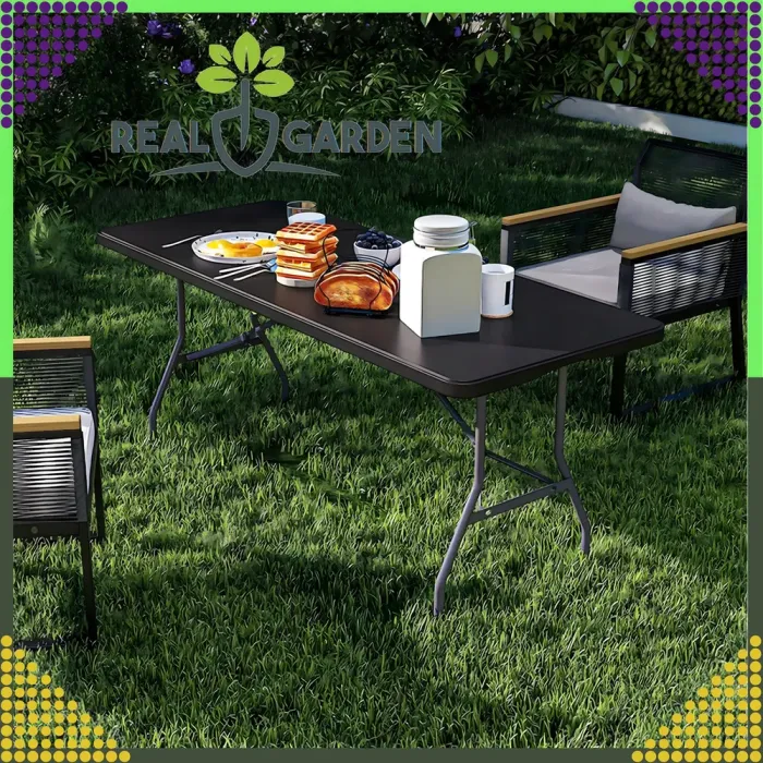 Складаний стіл валіза для кемпінгу, саду або банкетів (180x74x74 см), Чорний (RC-K-867) - изображение 9