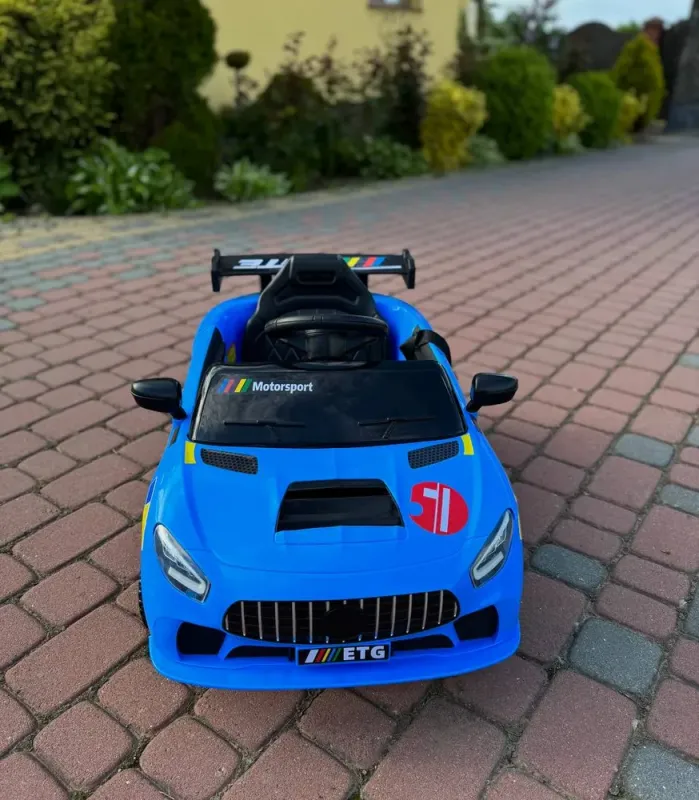 Дитячий спортивний електромобіль кабріолет зі спойлером Cabrio 6V 5A (пульт, LED-фари, музика, педаль газу), Синій (G538) - зображення 6