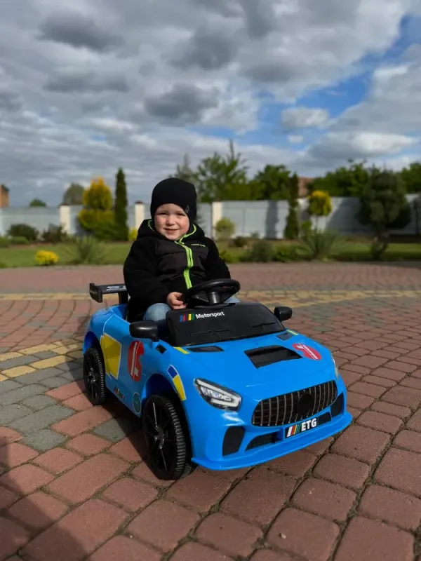 Дитячий спортивний електромобіль кабріолет зі спойлером Cabrio 6V 5A (пульт, LED-фари, музика, педаль газу), Синій (G538) - зображення 8