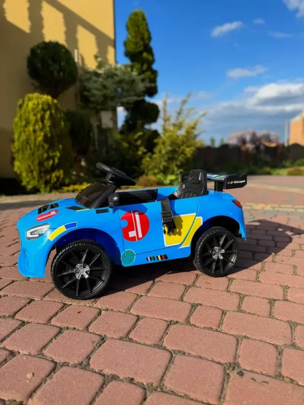 Дитячий спортивний електромобіль кабріолет зі спойлером Cabrio 6V 5A (пульт, LED-фари, музика, педаль газу), Синій (G538) - зображення 7