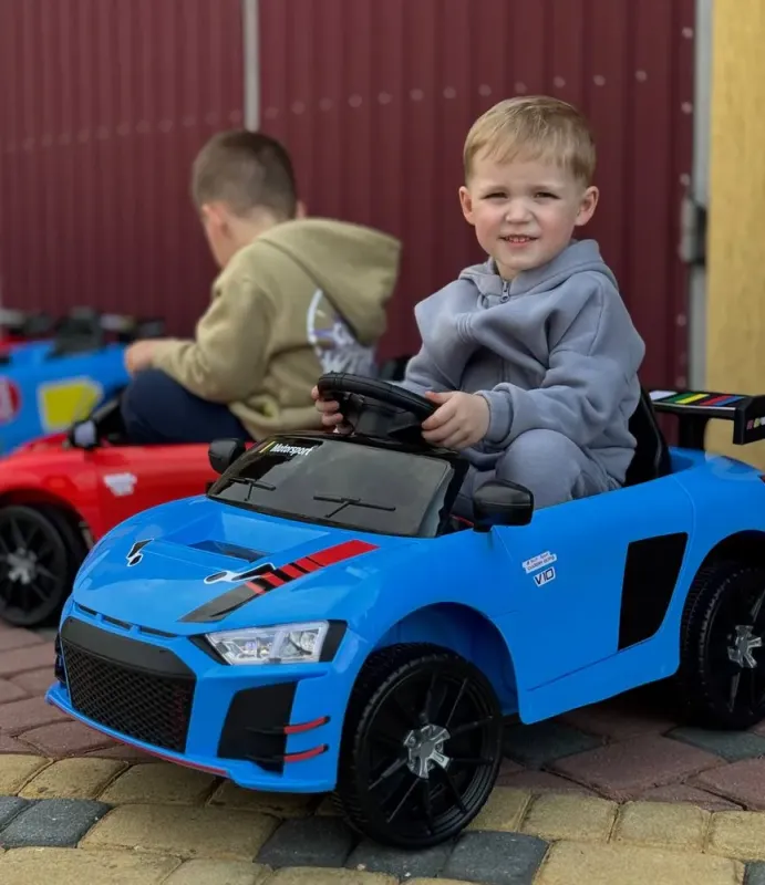 Дитячий електромобіль Cabrio 6V 5A (спойлер, пульт, LED-фари, звук, відкривні двері, педаль газу), Синій ( G538) - изображение 10
