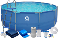 Круглий каркасний басейн Avenli (450 x 122 см) для дорослих і дітей, комплектація 18в1, Синій (В0024)