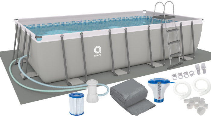 Прямокутний каркасний садовий басейн Avenli (549 × 305 × 122 см) для всієї родини, комплектація 18в1, Сірий (В0029) - изображение 1