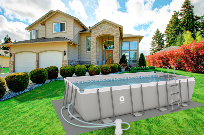 Прямокутний каркасний садовий басейн Avenli (549 × 305 × 122 см) для всієї родини, комплектація 18в1, Сірий (В0029) - изображение 2