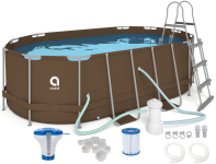Овальний садовий каркасний басейн Avenli (427 × 275 × 100 см), комплектація 16в1, Коричневий (B0027)