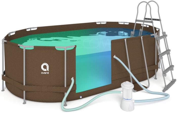 Овальний садовий каркасний басейн Avenli (427 × 275 × 100 см), комплектація 16в1, Коричневий (B0027) - изображение 5