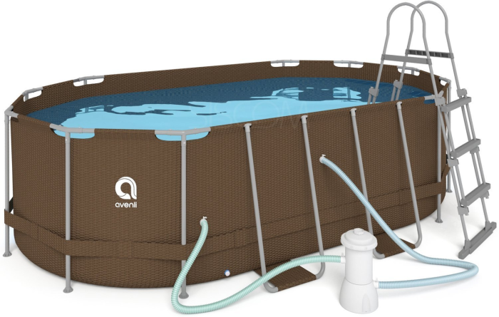 Овальний садовий каркасний басейн Avenli (427 × 275 × 100 см), комплектація 16в1, Коричневий (B0027) - изображение 3