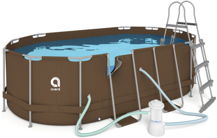 Овальний садовий каркасний басейн Avenli (427 × 275 × 100 см), комплектація 16в1, Коричневий (B0027) - изображение 4