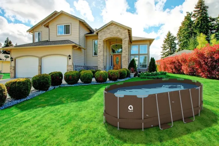 Овальний садовий каркасний басейн Avenli (427 × 275 × 100 см), комплектація 16в1, Коричневий (B0027) - зображення 2