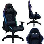 Геймерське комп'ютерне крісло з RGB-підсвічуванням, 2 ергономічними подушками та регулюванням кута нахилу спинки, Чорний (G400) (G400)