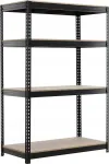 Стелаж металевий (180 x 150 x 60 см) 4 полиці, навантаження - 500 кг на полицю, Чорний (GWI0674)