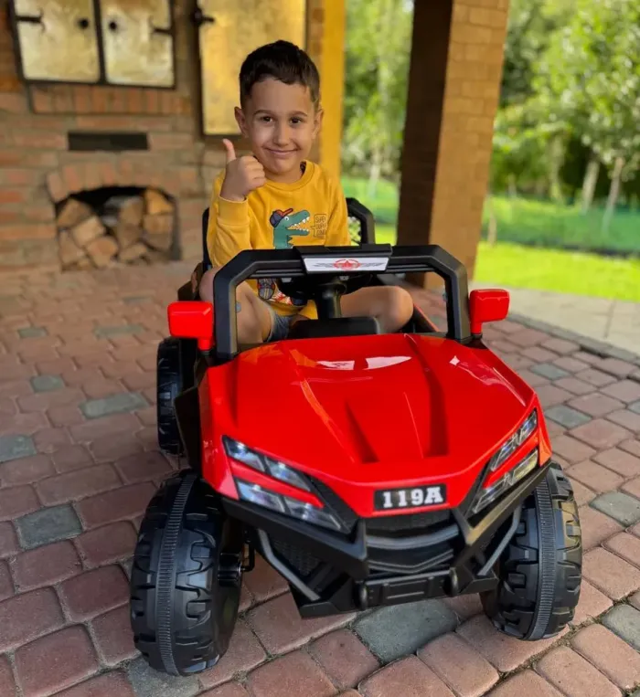 Дитячий електромобіль ДЖИП БАГГІ двомісний (4 двигуни, пульт, світло, музика), Червоний (G15) - зображення 1