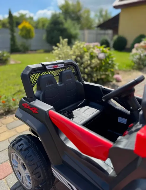 Дитячий електромобіль ДЖИП БАГГІ двомісний (4 двигуни, пульт, світло, музика), Червоний (G15) - зображення 6