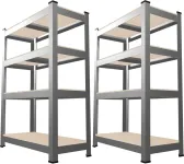 Набір з 2-х металевих стелажів (150 x 70 x 30 см) 4 полиці, навантаження - 150 кг на полицю, Сірий (GWI2165)