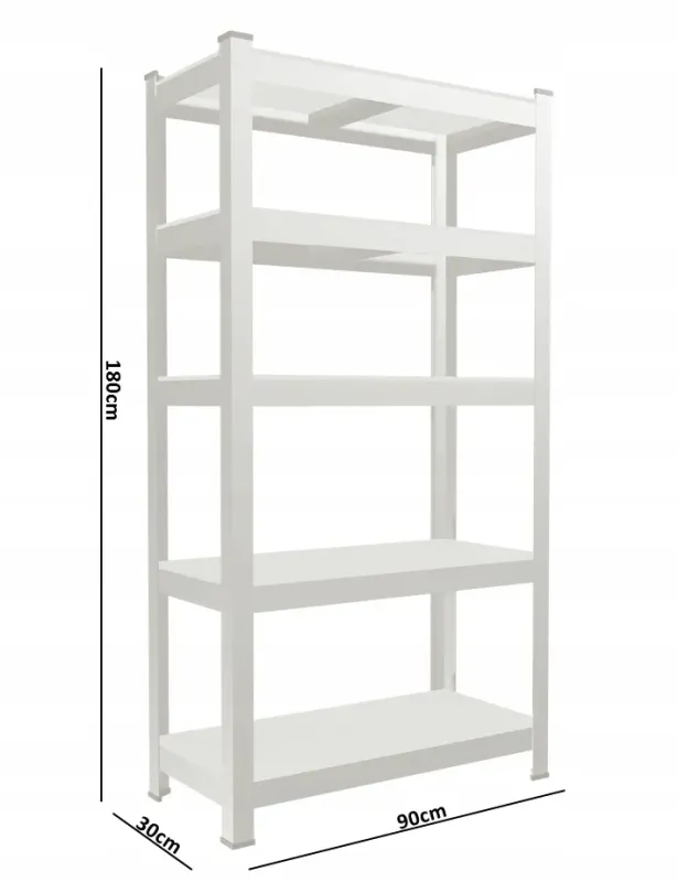 Набір з 2-х металевих стелажів (180 x 90 x 30 см) 5 полиць, навантаження - 175 кг на полицю, Сірий (GWI0885) - изображение 5