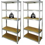 Набір з 2-х металевих стелажів (180 x 90 x 30 см) 5 полиць, навантаження - 175 кг на полицю, Сірий (GWI0885)