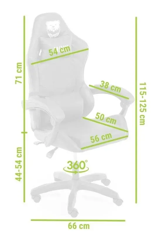 Геймерське крісло Grizzly з RGB LED підсвіткою (12 режимів), Чорний (05-034) - изображение 9