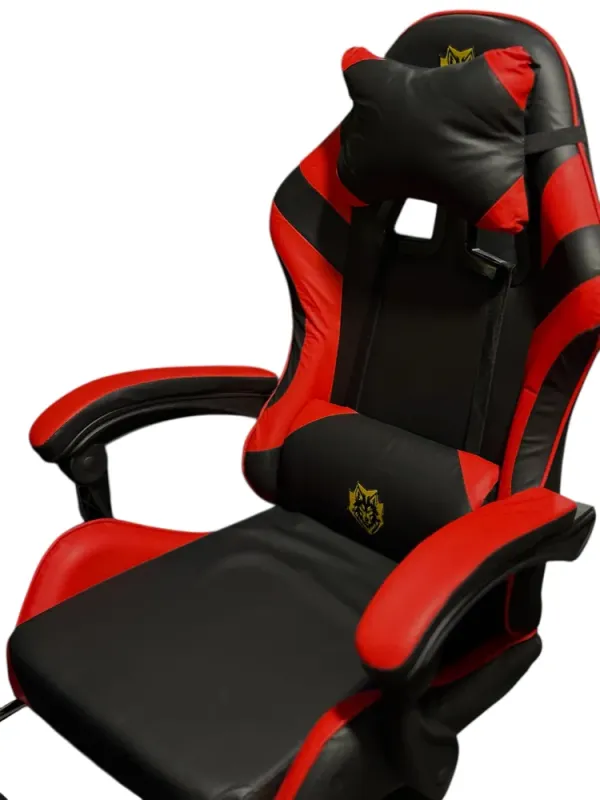 Геймерське крісло Primaveo з ергономічними подушками та висувною підставкою для ніг, Чорний/Червоний (G1154) - изображение 8