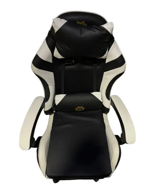 Геймерське крісло Primaveo з ергономічними подушками та висувною підставкою для ніг, Чорний/Білий (G1156) - изображение 4