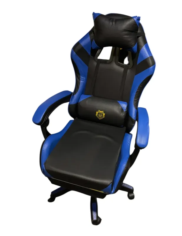 Геймерське крісло Primaveo з ергономічними подушками та висувною підставкою для ніг, Чорний/Синій (G1155) - изображение 3