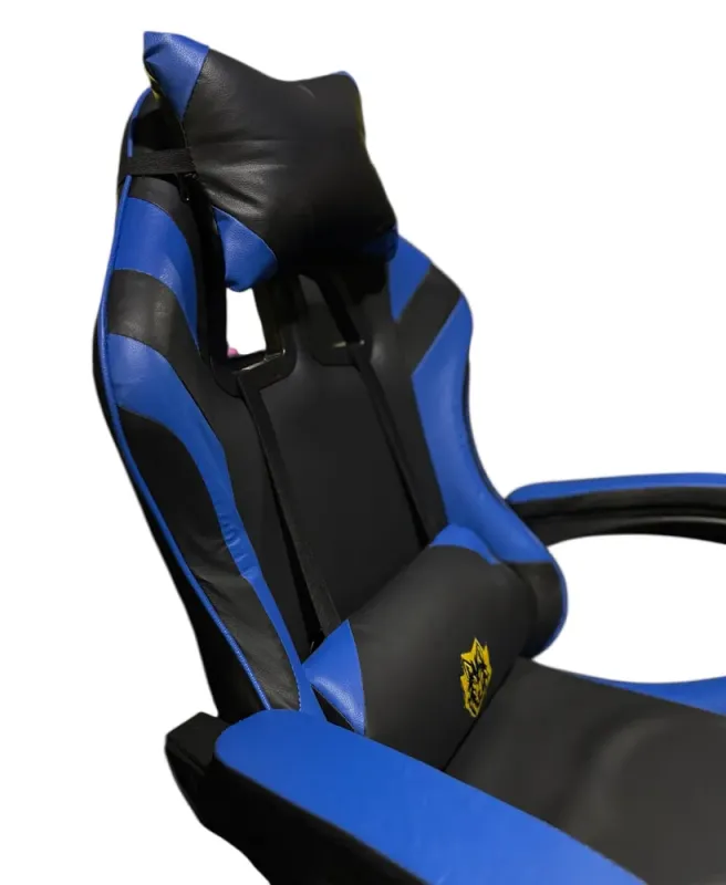 Геймерське крісло Primaveo з ергономічними подушками та висувною підставкою для ніг, Чорний/Синій (G1155) - изображение 5