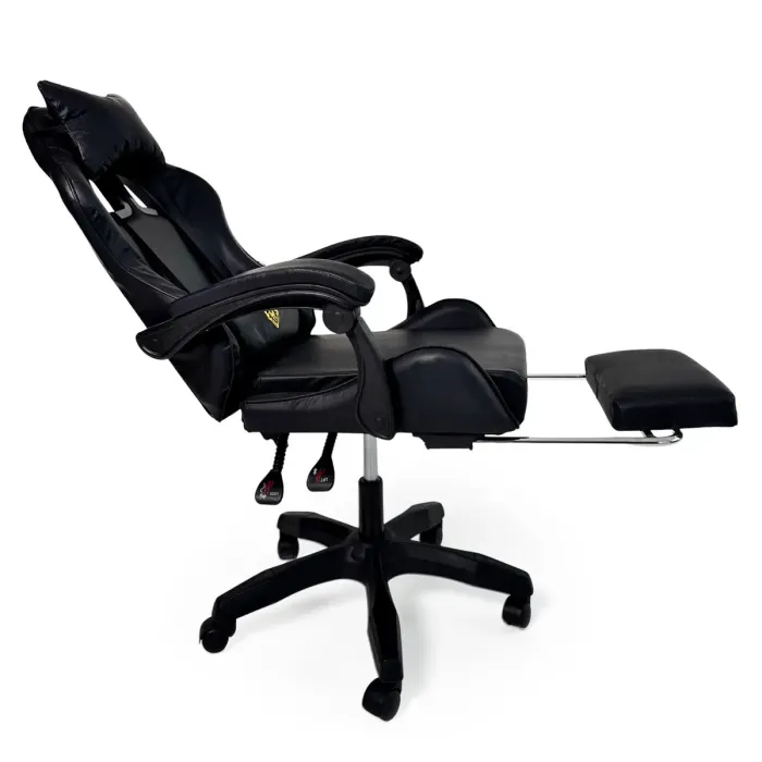 Геймерське крісло Primaveo з ергономічними подушками та висувною підставкою для ніг, Чорний (G1158) - зображення 4