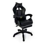 Геймерське крісло Primaveo з ергономічними подушками та висувною підставкою для ніг, Чорний (G1158)