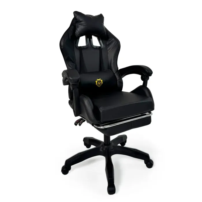 Геймерське крісло Primaveo з ергономічними подушками та висувною підставкою для ніг, Чорний (G1158) - зображення 1