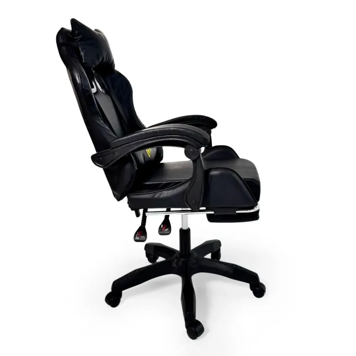 Геймерське крісло Primaveo з ергономічними подушками та висувною підставкою для ніг, Чорний (G1158) - зображення 3