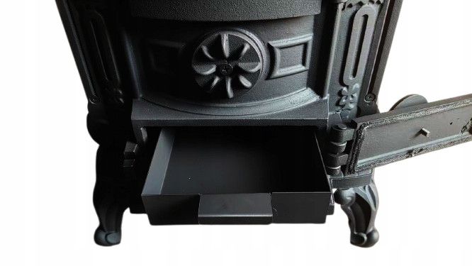 Чавунна піч-камін "Koza" Ingrid Ambra 9 кВт (дровʼяна) обігрів - до 100 м², Чорна (G1009) - зображення 8