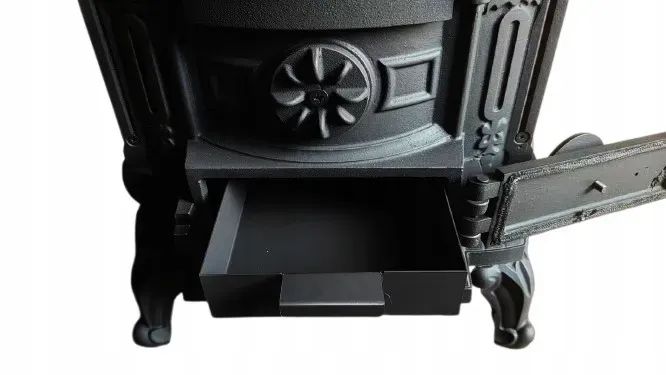 Чавунна піч-камін "Koza" Ingrid Ambra 9 кВт (дровʼяна) обігрів - до 100 м², Чорна (G1009) - зображення 8