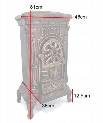 Чавунна піч-камін "Koza" Ingrid Ambra 9 кВт (дровʼяна) обігрів - до 100 м², Чорна (G1009) - зображення 10