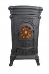 Чавунна піч-камін "Koza" Ingrid Ambra 9 кВт (дровʼяна) обігрів - до 100 м², Чорна (G1009)