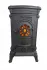 Чавунна піч-камін "Koza" Ingrid Ambra 9 кВт (дровʼяна) обігрів - до 100 м², Чорна (G1009)