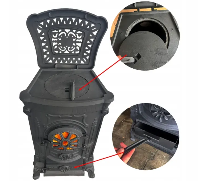 Чавунна піч-камін "Koza" Ingrid Ambra 9 кВт (дровʼяна) обігрів - до 100 м², Чорна (G1009) - зображення 2