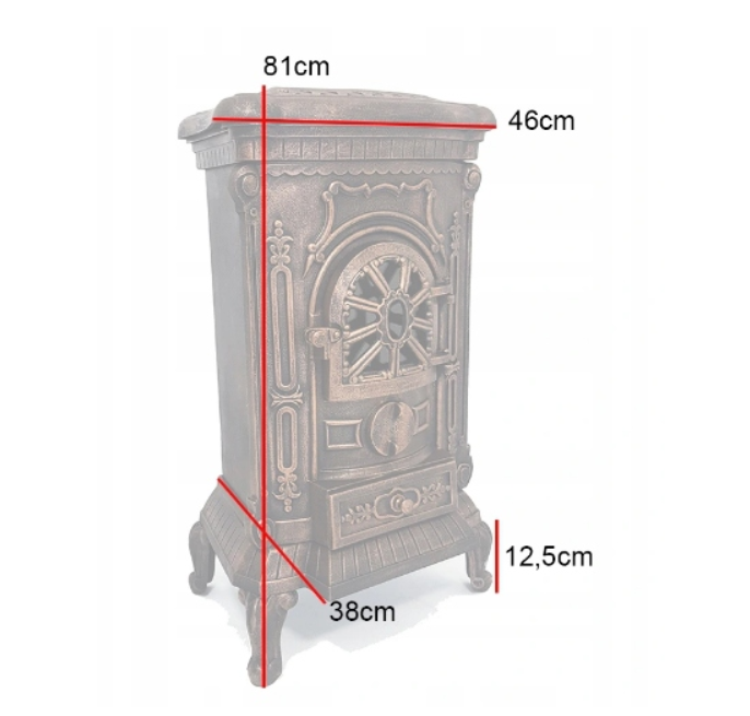Чавунна піч-камін "Koza" Ingrid Ambra 9 кВт (дров’яна) обігрів - до 100 м², Золотисто-мідна (G1010) - зображення 10