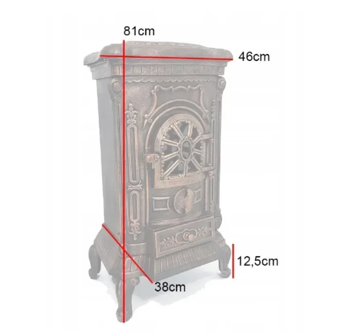 Чавунна піч-камін "Koza" Ingrid Ambra 9 кВт (дров’яна) обігрів - до 100 м², Золотисто-мідна (G1010) - изображение 10