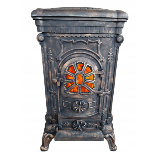 Чавунна піч-камін "Koza" Ingrid Ambra 9 кВт (дров’яна) обігрів - до 100 м², Золотисто-мідна (G1010) - зображення 1