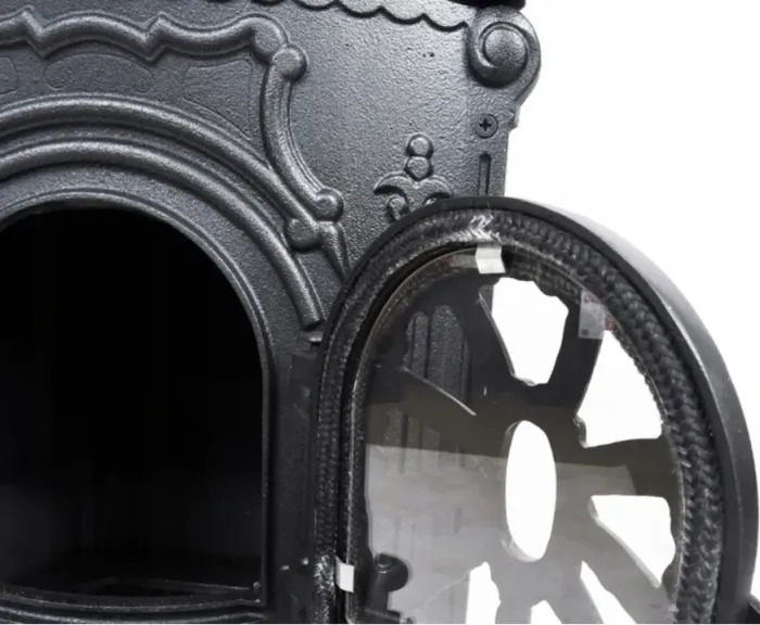 Чавунна піч-камін "Koza" Ingrid Ambra 9 кВт (дров’яна) обігрів - до 100 м², Золотисто-мідна (G1010) - изображение 7