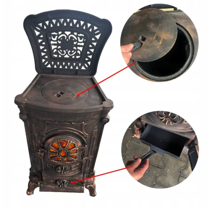 Чавунна піч-камін "Koza" Ingrid Ambra 9 кВт (дров’яна) обігрів - до 100 м², Золотисто-мідна (G1010) - изображение 2